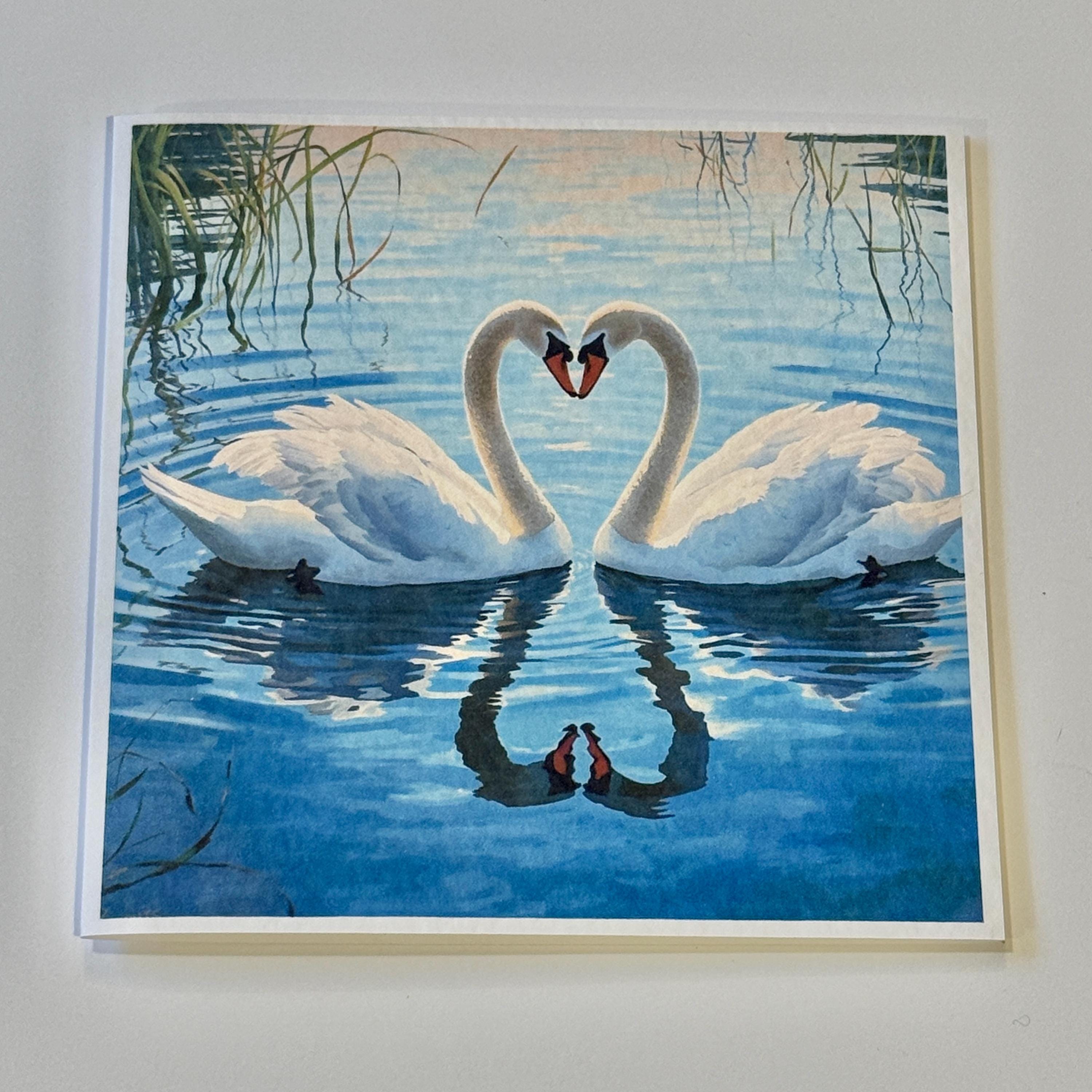 Two Swans Heart Valentines Card | Romantic Anniversary Card