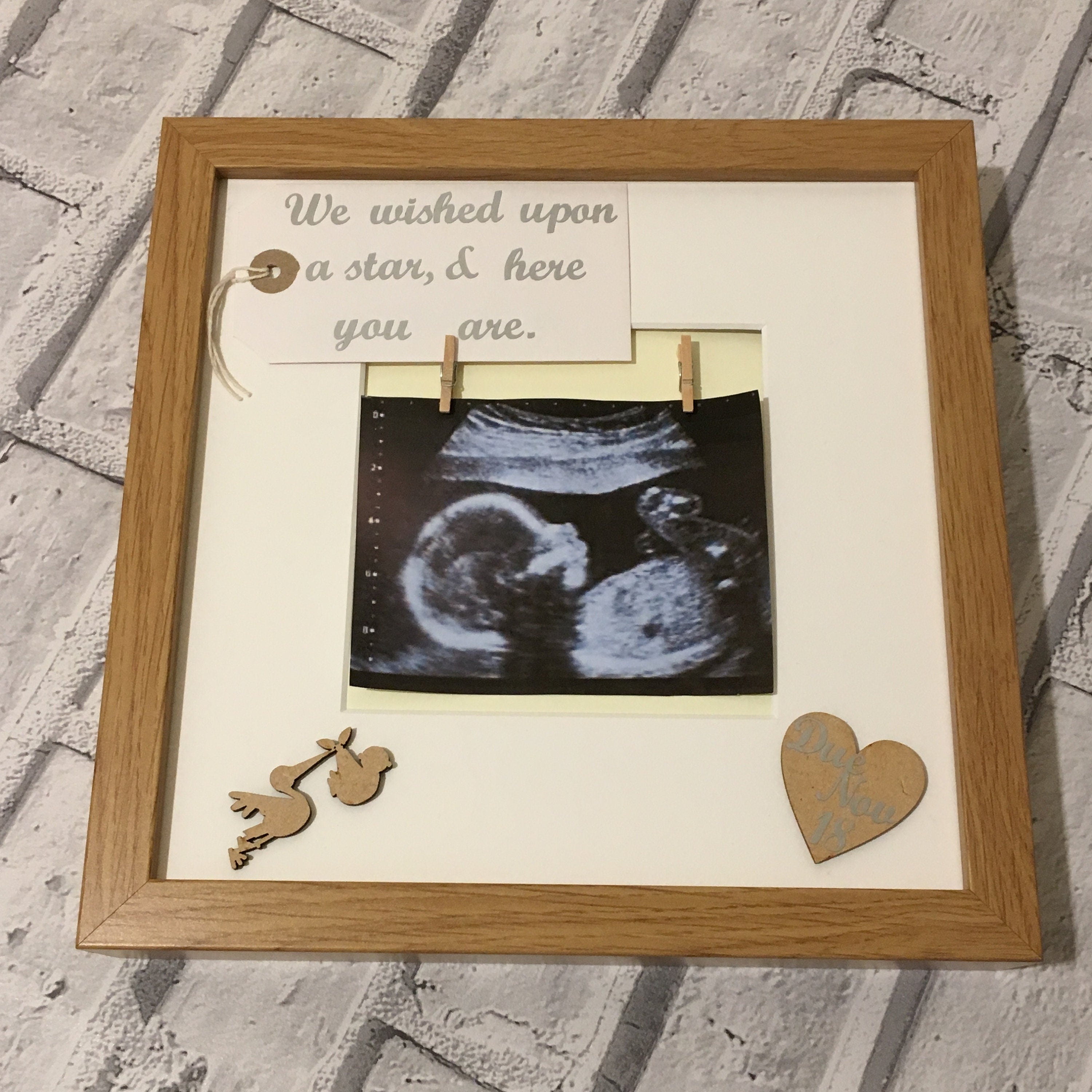 We Made a Wish Baby Scan Photo Frame - Personalised with Due Date