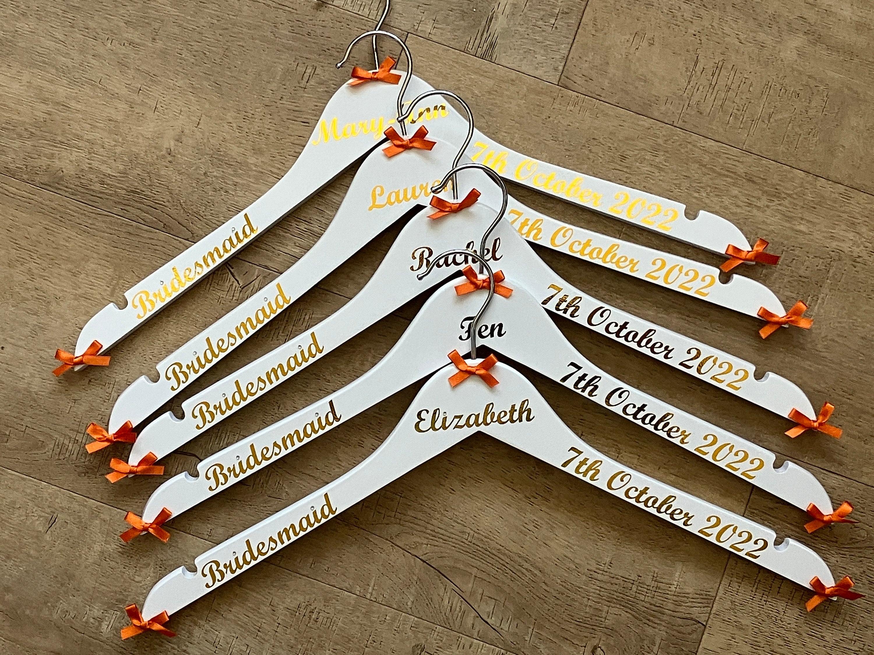 Set of 10 Wedding Hangers | Personalised with name, date, role | Ideal for the Bridal Party