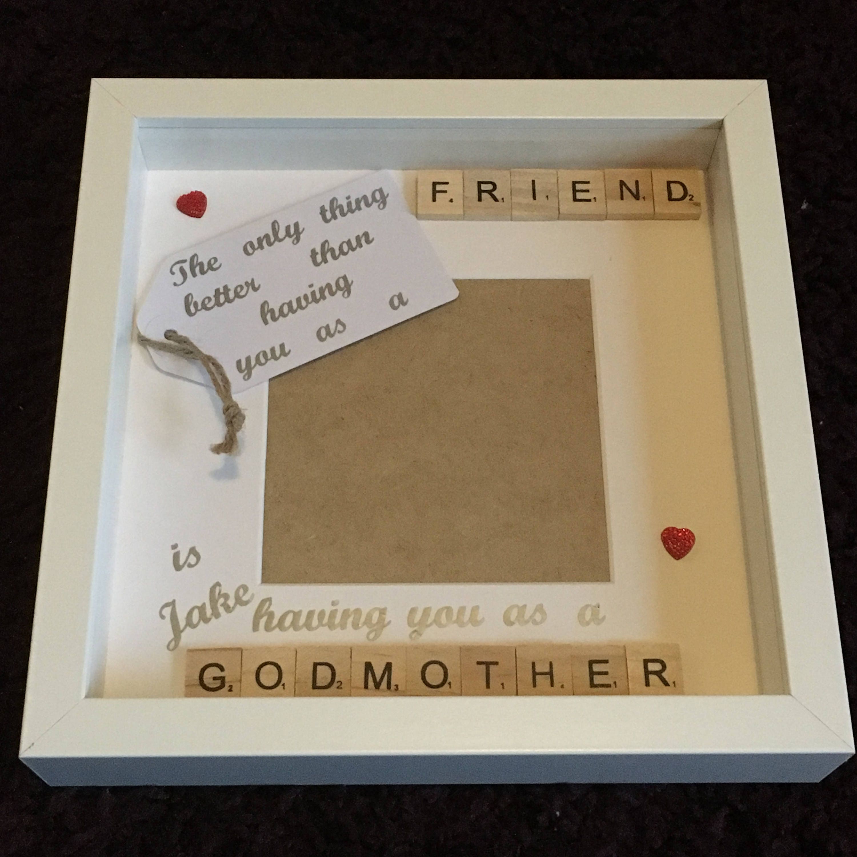 Friend to Godmother Scrabble Art Photo Frame | Personalised Godparent Gift