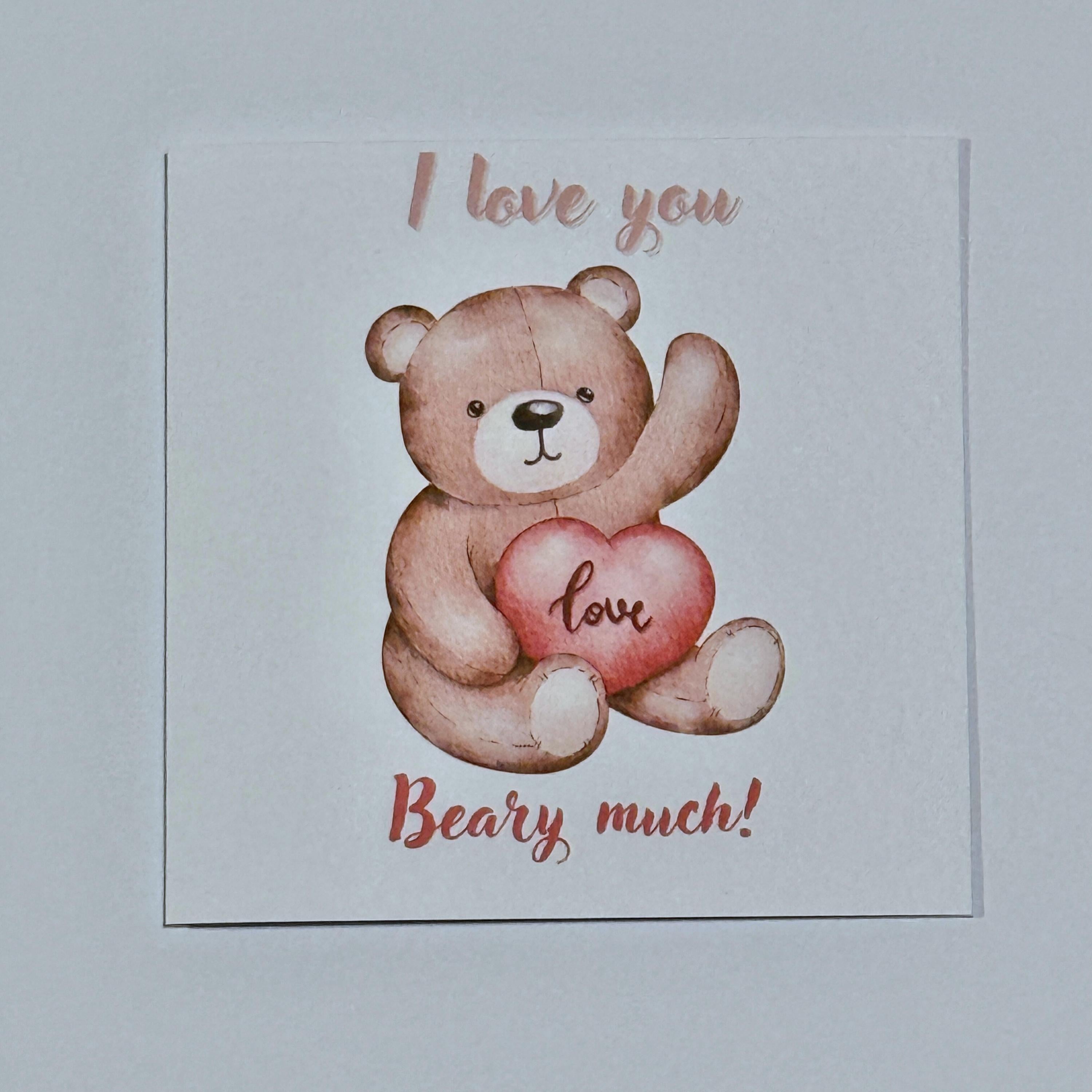 Bear Valentine's Day Card | 'I Love You Beary Much' Pun