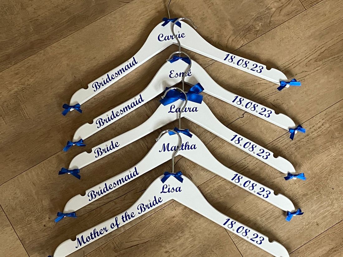 Personalised Wedding Hanger - Bridal Party Keepsake - Customised with name, date and role
