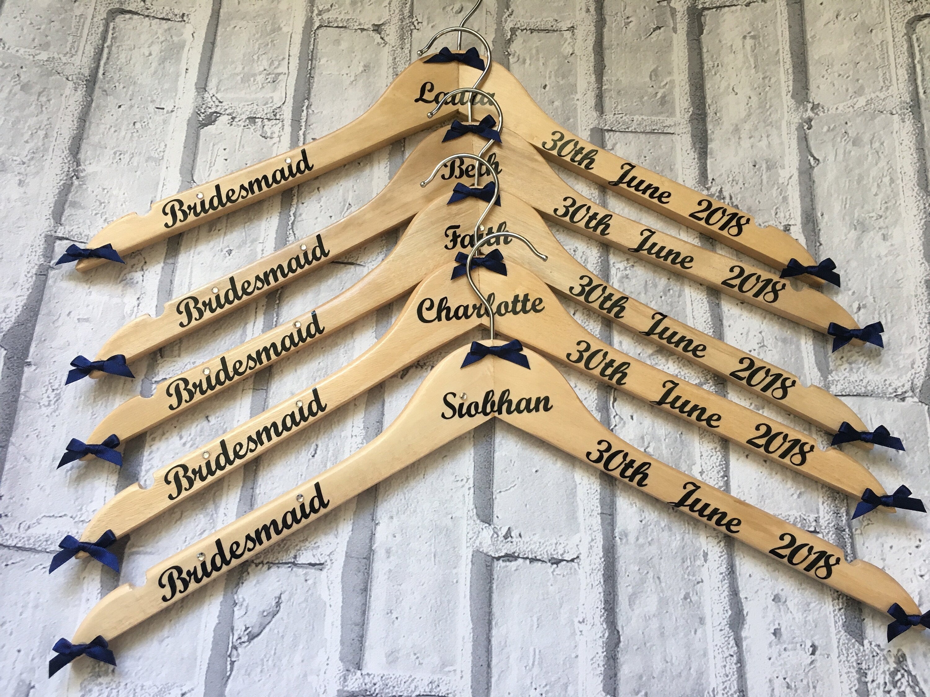Bridal Party Hangers - Set of 6 - Personalised - Wedding Outfit Hangers