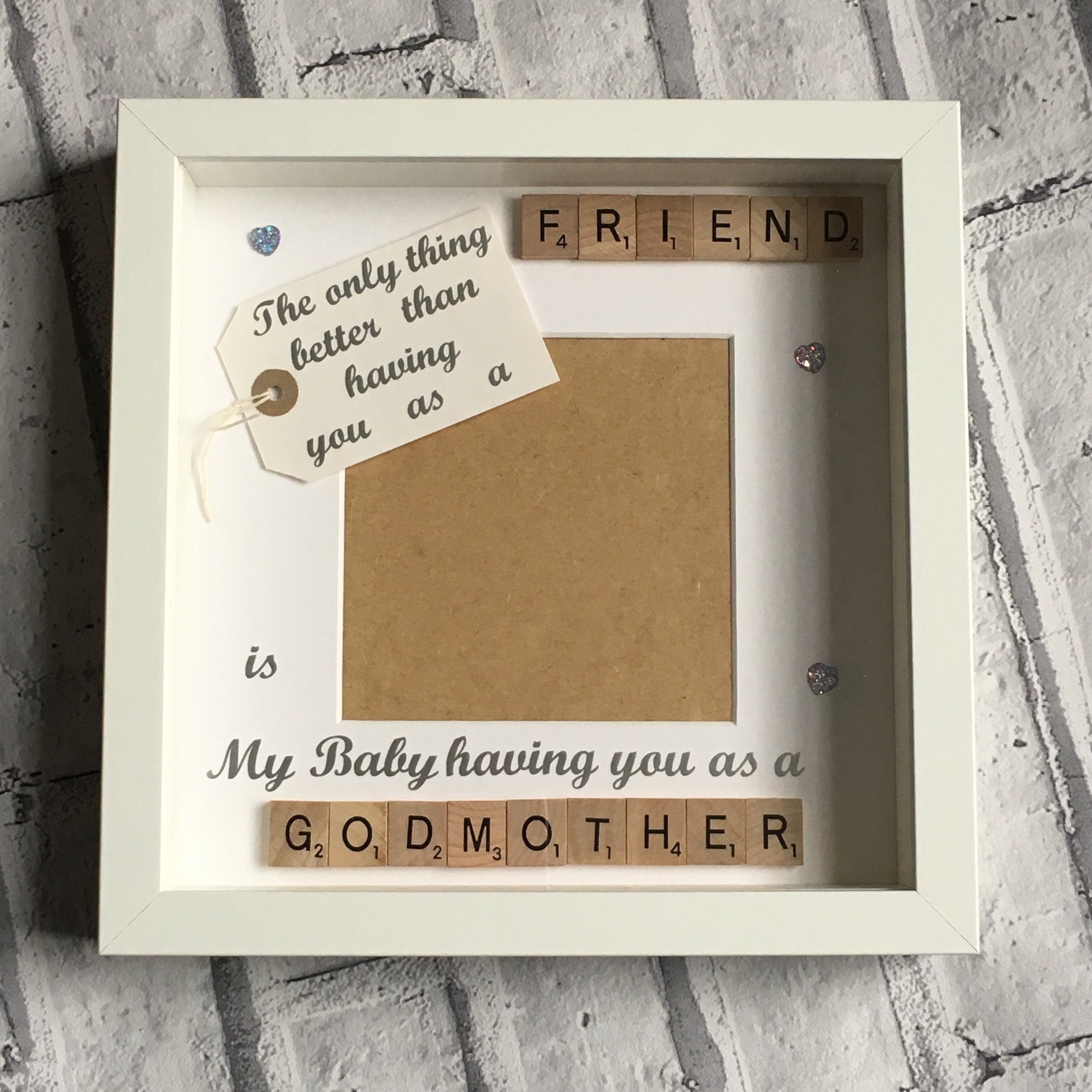 Godmother Scrabble Art Photo Frame | Godparent Gift | Personalised with Name