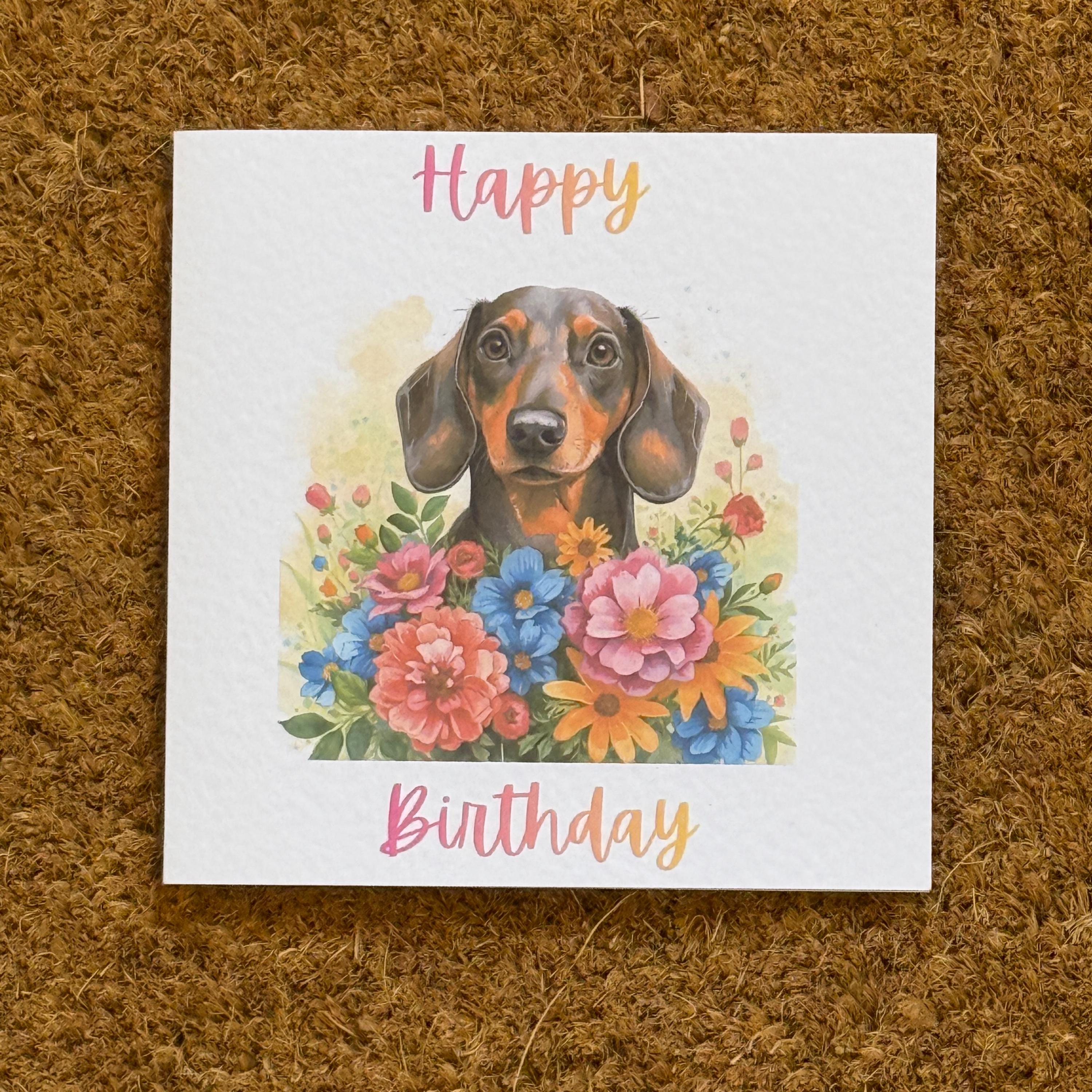 Dachshund Birthday Card | Watercolour Sausage Dog | Can be personalised