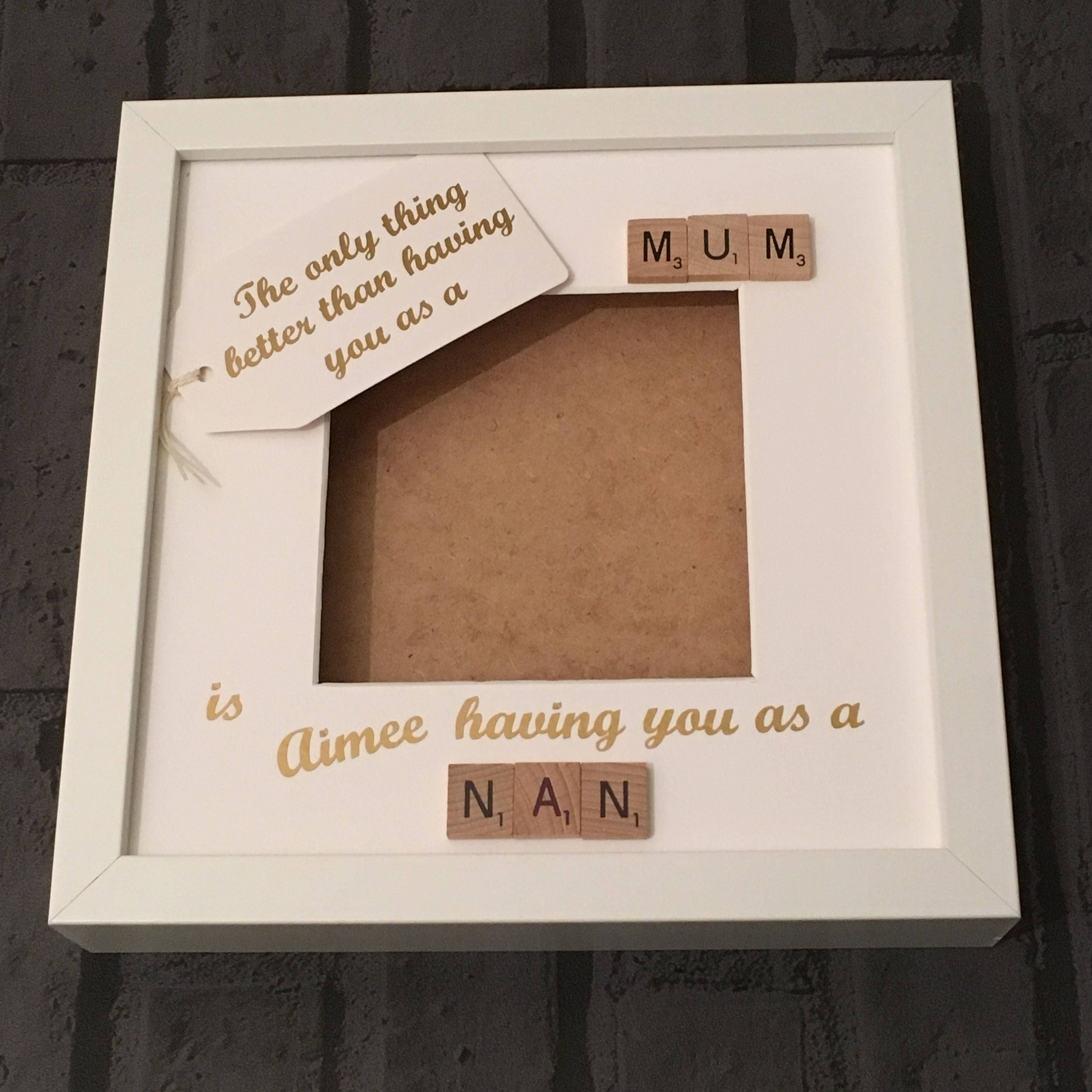 Mum to Nanny Personalised Scrabble Art Photo Frame, Gift for Mum