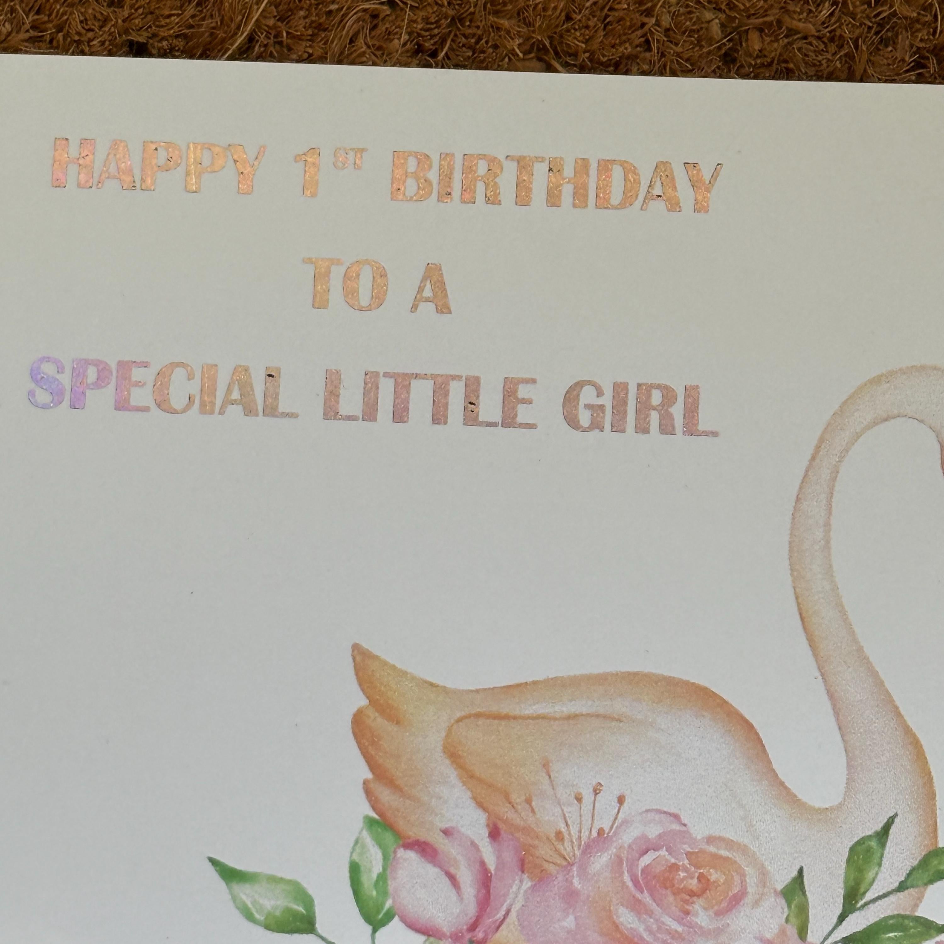 Princess Swan Birthday Card | Age, Name and Personalised Foiled Message | Girls Birthday |