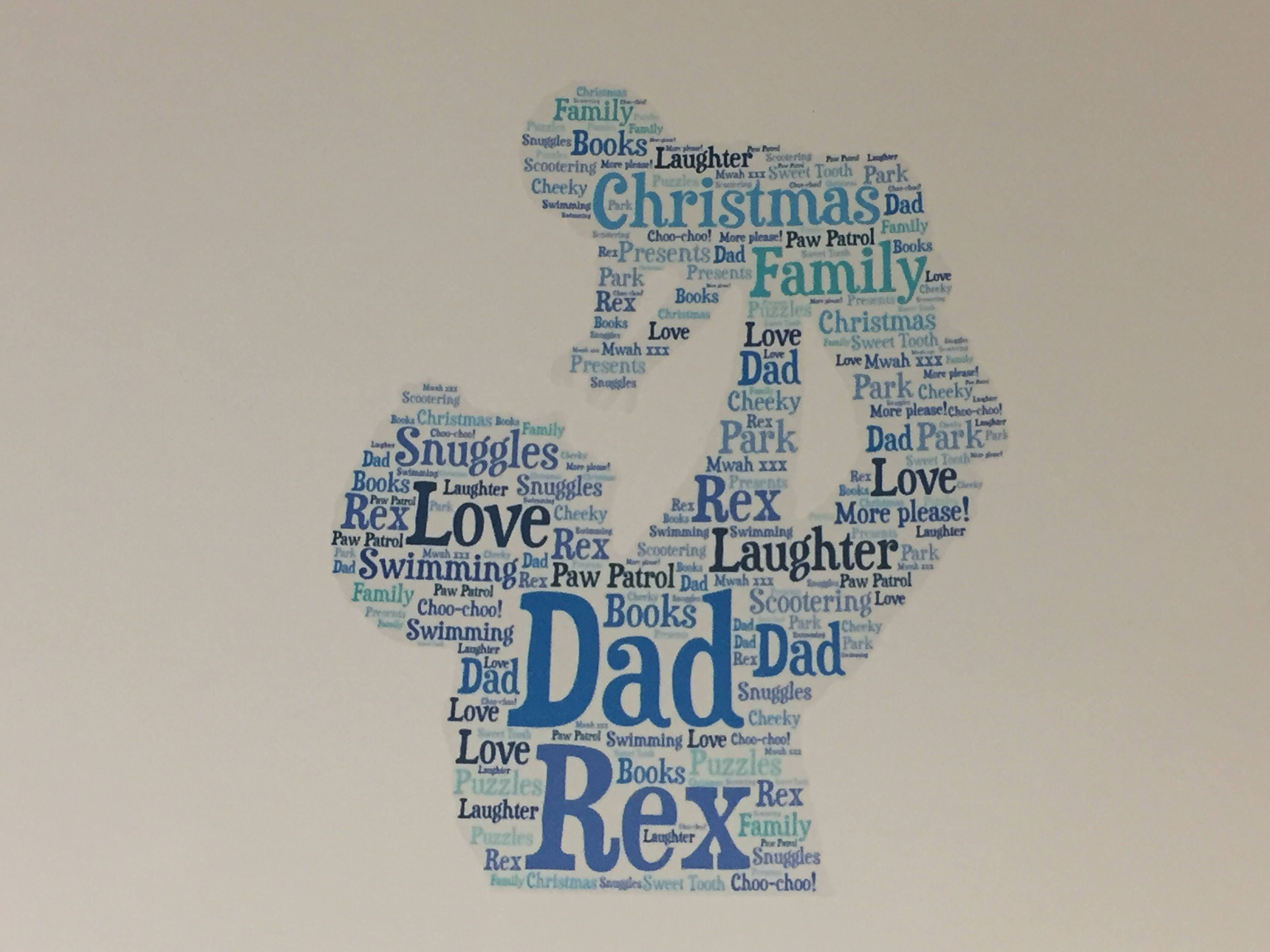 Father's Day Word Art Card - Customised with you choice of shape, words and colours.