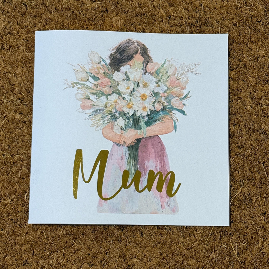 Foiled Mum Card | Watercolour Floral Woman Illustration | Birthday, Mother's Day (6x6 Inch)