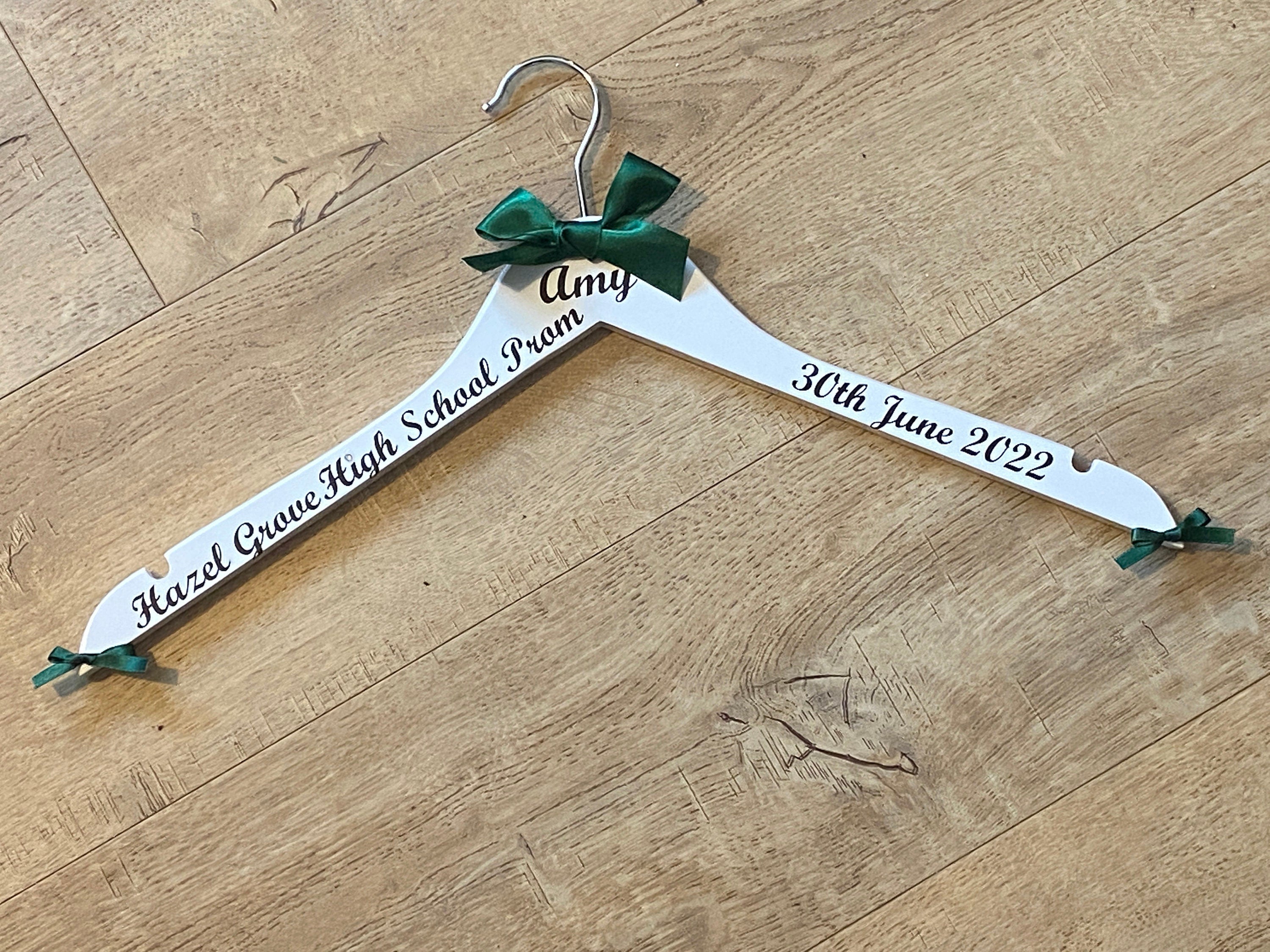 Prom Outfit Hanger - Personalised Keepsake - Name, date and school.
