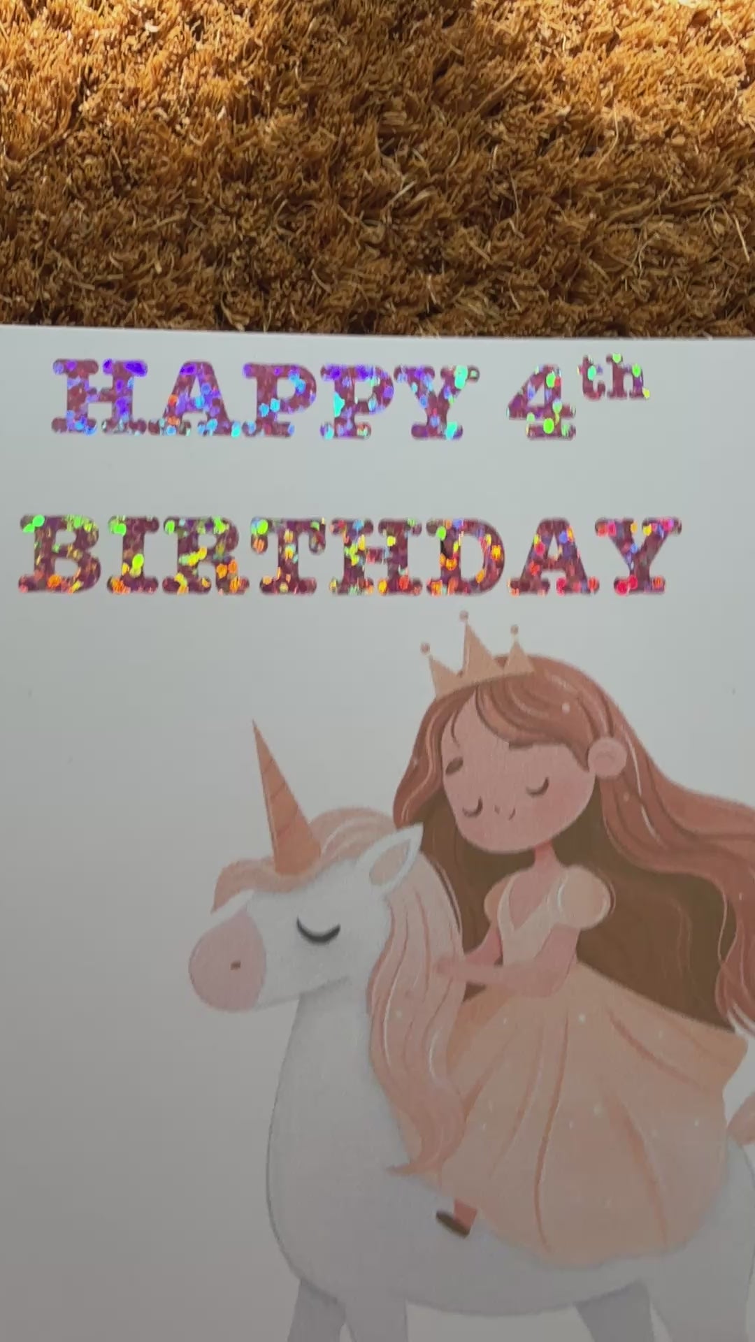 Personalised Unicorn Birthday Card with Foiled Name & Age - Princess Unicorn Card