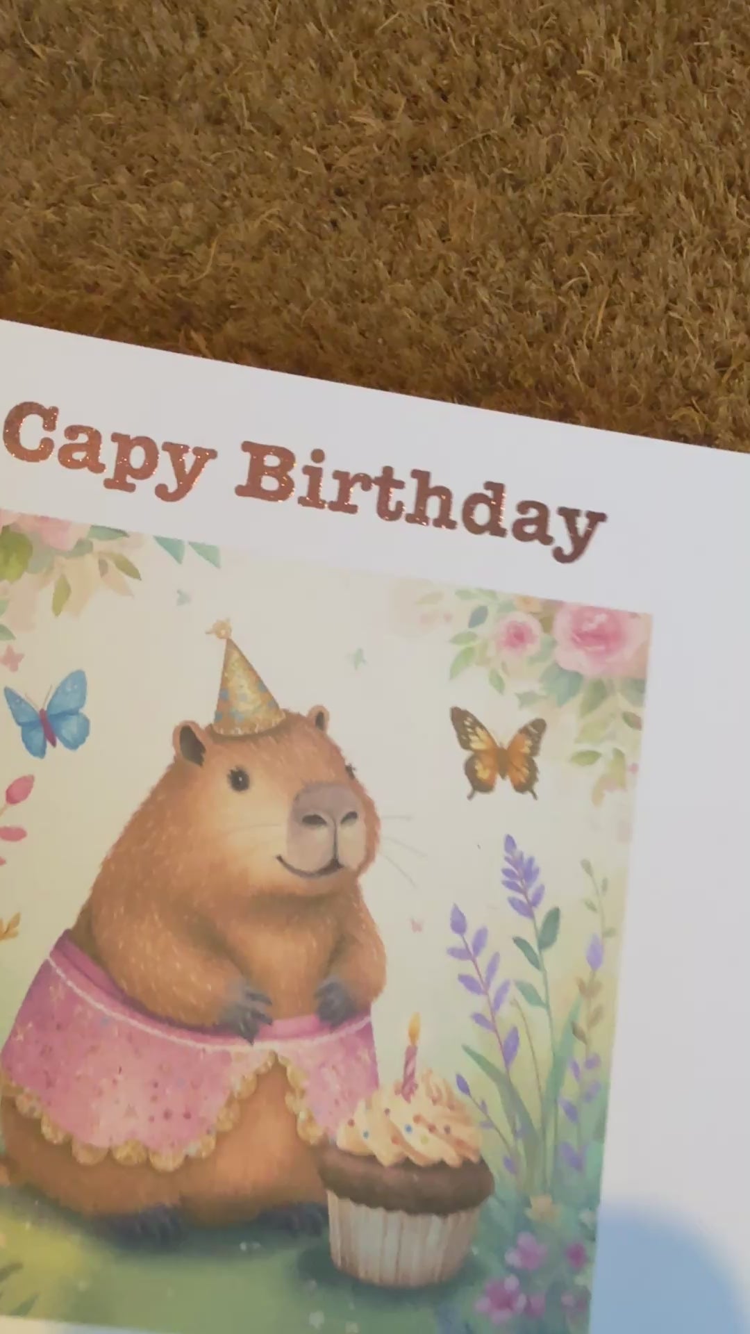 Capy Birthday Capybara Card | Watercolour Style Capybara with optional age | Personalised Foiled Message