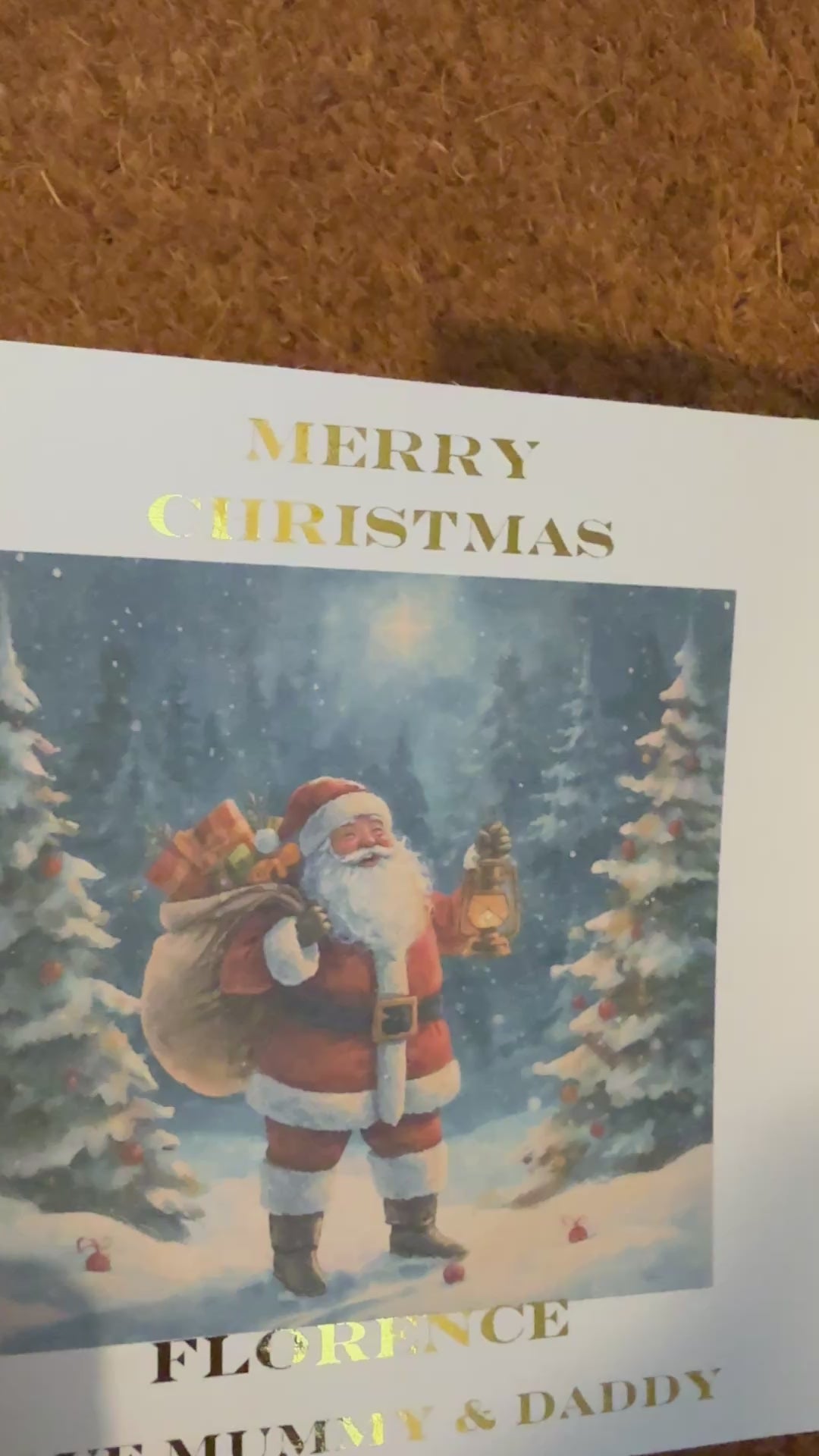 Personalised Father Christmas Card | Foiled Santa Christmas Card for Kids | Childs Card